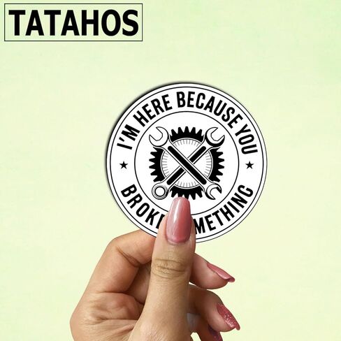 (3 قطع) ملصقات أنا هنا لأنك كسرت شيئًا مضحكًا، اقتباس ساخر مضحك، هدايا ملهمة تحفيزية، شارات فينيل مقاومة للماء لزجاجة مياه كيندل، ممتص الصدمات، قبعة صلبة للهاتف المحمول، 3 بوصات in Kuwait