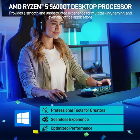LXZ Desktop PC Computer Ryzen 5-5600GT 8 core 3.6GHz, 16G DDR4 RAM, 1TB NVME SSD, Tower Computer with Wi-Fi & 400W Power Supply for Working, Home and Office in Saudi Arabia