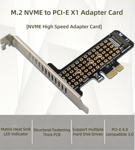 بطاقة توسيع محول M.2 NVME إلى PCIe X1، 32 جيجابت في الثانية، تدعم PCIe 4.0(X1/X2/X8/X16)، متوافقة مع الإصدارات السابقة PCIe 3.0، (2230/2242/2260/2280) محركات الأقراص الصلبة لبروتوكول M.2 NVME، لنظام التشغيل Windows وMac وLinux. in Kuwait