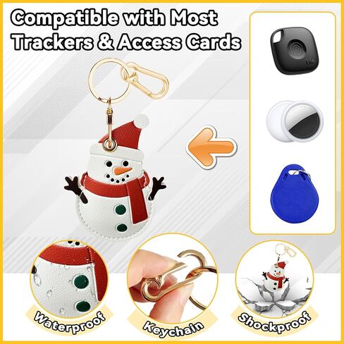 حافظة جلدية لحامل سلسلة المفاتيح لـ AirTag، غطاء واقٍ لطيف لملحقات Apple Airtag Keychain Ring Fob، حافظة جهاز تعقب GPS للمفاتيح والمحفظة والحيوانات الأليفة (رجل الثلج) in Kuwait
