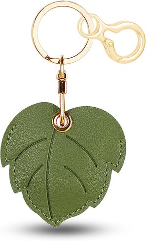 Leather Keychain for Airtag, Cute Protective Keychain Holder Compatible with Apple Air Tag,GPS Item Tracker Case Cover for Keys,Bags,Pets,Luggage(Leaf) in Saudi Arabia