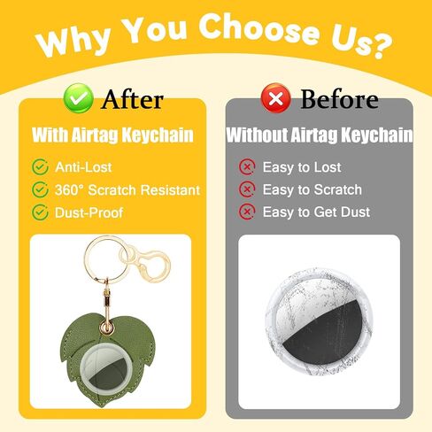 Leather Keychain for Airtag, Cute Protective Keychain Holder Compatible with Apple Air Tag,GPS Item Tracker Case Cover for Keys,Bags,Pets,Luggage(Leaf) in Saudi Arabia
