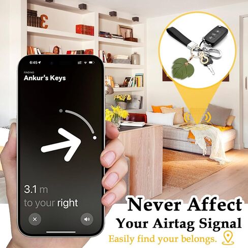 Leather Keychain for Airtag, Cute Protective Keychain Holder Compatible with Apple Air Tag,GPS Item Tracker Case Cover for Keys,Bags,Pets,Luggage(Leaf) in Saudi Arabia