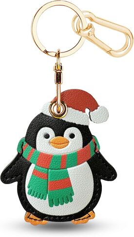 Leather Keychain Holder Case for AirTag, Cute Protective Cover for Apple Airtag Keychain Ring Fob Accessories, GPS Tracker Item Finder Case for Keys,Walllet,Pets(Snowman) in Saudi Arabia