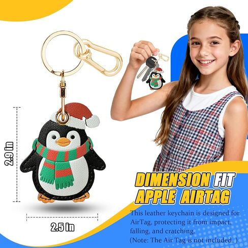 Leather Keychain Holder Case for AirTag, Cute Protective Cover for Apple Airtag Keychain Ring Fob Accessories, GPS Tracker Item Finder Case for Keys,Walllet,Pets(Snowman) in Saudi Arabia