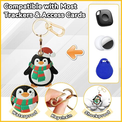 Leather Keychain Holder Case for AirTag, Cute Protective Cover for Apple Airtag Keychain Ring Fob Accessories, GPS Tracker Item Finder Case for Keys,Walllet,Pets(Snowman) in Saudi Arabia