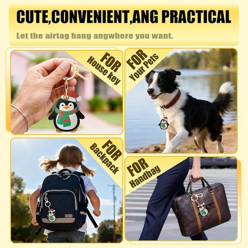Leather Keychain Holder Case for AirTag, Cute Protective Cover for Apple Airtag Keychain Ring Fob Accessories, GPS Tracker Item Finder Case for Keys,Walllet,Pets(Snowman) in Saudi Arabia