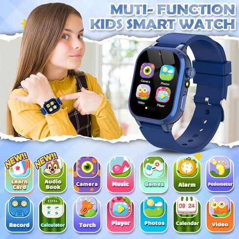 Kids Smart Watches for Girls Boys Toys Ages 4-12 with 30+ Games Video Recorder Music Alarm Clock Learning Card HD Touchscreen 4 5 6 7 8 Year Olds Birthday Gift in Saudi Arabia