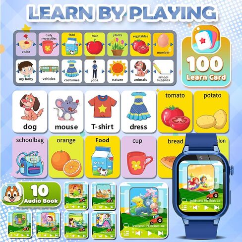 Kids Smart Watches for Girls Boys Toys Ages 4-12 with 30+ Games Video Recorder Music Alarm Clock Learning Card HD Touchscreen 4 5 6 7 8 Year Olds Birthday Gift in Saudi Arabia