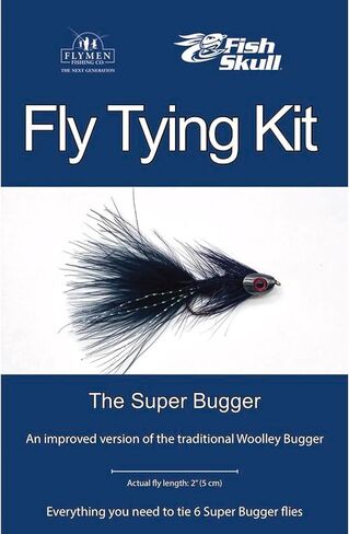 Flymen Fish Skull Super Bugger Fly Tying Kit - 6 Piece - Black - Straight Eye Hook - Fly Tying Kit in Saudi Arabia