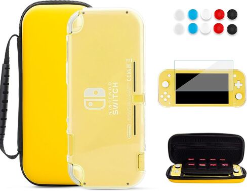 حقيبة حمل FANPL لجهاز Nintendo Switch Lite، حزمة ملحقات السفر المحمولة مع حقيبة تخزين Blue Switch Lite، غلاف جلدي شفاف واقٍ، واقي شاشة و10 أغطية لمقبض الإبهام in Kuwait