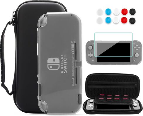 FANPL Carrying Case for Nintendo Switch Lite, Portable Travel Accessories Bundle with Blue Switch Lite Storage Case, Clear Protective Skin Shell, Screen Protector and 10 Thumb Grip Caps in Saudi Arabia