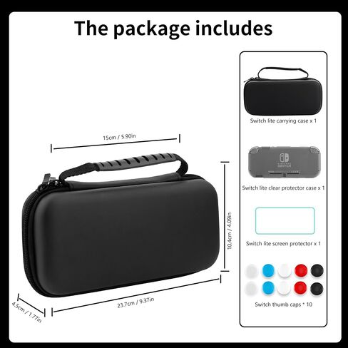 FANPL Carrying Case for Nintendo Switch Lite, Portable Travel Accessories Bundle with Blue Switch Lite Storage Case, Clear Protective Skin Shell, Screen Protector and 10 Thumb Grip Caps in Saudi Arabia