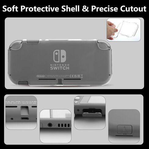 FANPL Carrying Case for Nintendo Switch Lite, Portable Travel Accessories Bundle with Blue Switch Lite Storage Case, Clear Protective Skin Shell, Screen Protector and 10 Thumb Grip Caps in Saudi Arabia