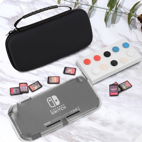 FANPL Carrying Case for Nintendo Switch Lite, Portable Travel Accessories Bundle with Blue Switch Lite Storage Case, Clear Protective Skin Shell, Screen Protector and 10 Thumb Grip Caps in Saudi Arabia