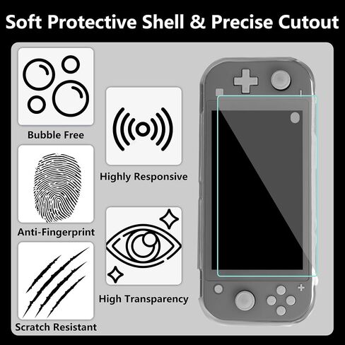 FANPL Carrying Case for Nintendo Switch Lite, Portable Travel Accessories Bundle with Blue Switch Lite Storage Case, Clear Protective Skin Shell, Screen Protector and 10 Thumb Grip Caps in Saudi Arabia