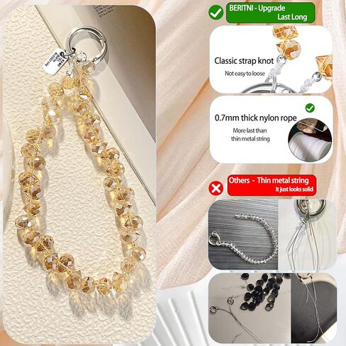 Beaded Phone Wrist Strap, Sparkling Phone Charms Strap, Cute Cellphone Lanyard, Anti Theft iPhone Chain Lanyard in Kuwait