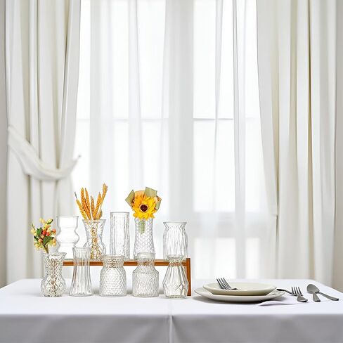 Glass Bud Vase Set of 5 Clear Vases for Centerpieces Decorative, Vintage Embossed in Bulk Crystal Textured Cute, Wedding Decor Mini Flower Floral Vase for Rustic Wedding, Home Table, Party in Saudi Arabia