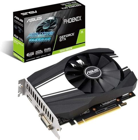 بطاقة رسومات Asus GeForce GTX 1660 Super Overclocked 6GB Phoenix Fan Edition HDMI DP DVI (PH-GTX1660S-O6G) (متجددة) in Kuwait