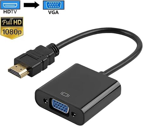 HDMI-متوافق مع محول V/GA ​​عالي الدقة 1080P رقمي تناظري HDMI HDTV ذكر إلى أنثى محول سلك لأجهزة الكمبيوتر المحمولة والكمبيوتر اللوحي (أسود) in Kuwait