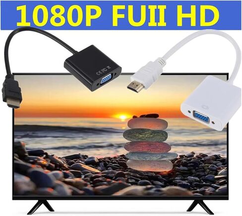 HDMI-متوافق مع محول V/GA ​​عالي الدقة 1080P رقمي تناظري HDMI HDTV ذكر إلى أنثى محول سلك لأجهزة الكمبيوتر المحمولة والكمبيوتر اللوحي (أسود) in Kuwait