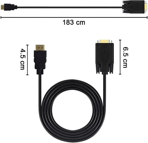 HDMI-متوافق مع محول V/GA ​​إلى سلك محول الخط 1.8 متر FHD 1920 * 1080P لجهاز الكمبيوتر المكتبي TV M>oni>tor جهاز عرض (1.8 متر) in Saudi Arabia