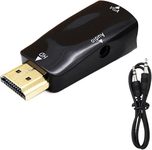 HDMI-متوافق مع محول سلك V/GA ​​1080P 3.5 مم Ja-ck للكمبيوتر اللوحي وصندوق التلفزيون وشاشة الكمبيوتر (أبيض بدون كابل) in Saudi Arabia