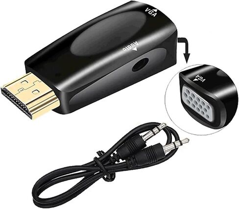 HDMI-متوافق مع محول سلك V/GA ​​1080P 3.5 مم Ja-ck للكمبيوتر اللوحي وصندوق التلفزيون وشاشة الكمبيوتر (أبيض بدون كابل) in Saudi Arabia