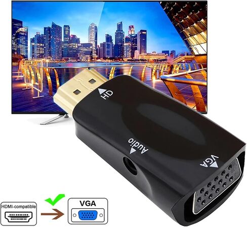 HDMI-متوافق مع محول سلك V/GA ​​1080P 3.5 مم Ja-ck للكمبيوتر اللوحي وصندوق التلفزيون وشاشة الكمبيوتر (أبيض بدون كابل) in Saudi Arabia