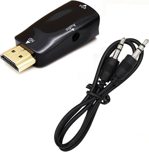 HDMI-متوافق مع محول سلك V/GA ​​1080P 3.5 مم Ja-ck للكمبيوتر اللوحي وصندوق التلفزيون وشاشة الكمبيوتر (أبيض بدون كابل) in Saudi Arabia
