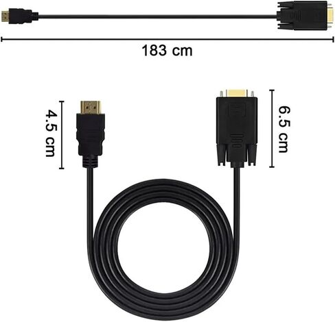 HDMI-متوافق مع محول V/GA ​​إلى سلك محول الخط 1.8 متر FHD 1920 * 1080P للكمبيوتر المكتبي TV M>oni>tor جهاز عرض (3 أمتار) in Saudi Arabia