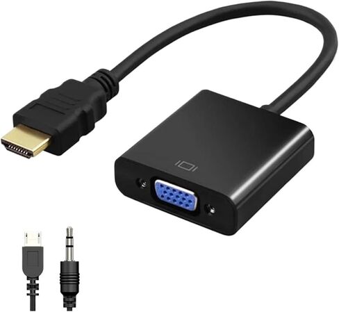 HD 1080P HDMI-compatibe to V/GA Cord Converter with Power Supply Male to Female Adapter for PC TV Tablet(with Audio) in Saudi Arabia