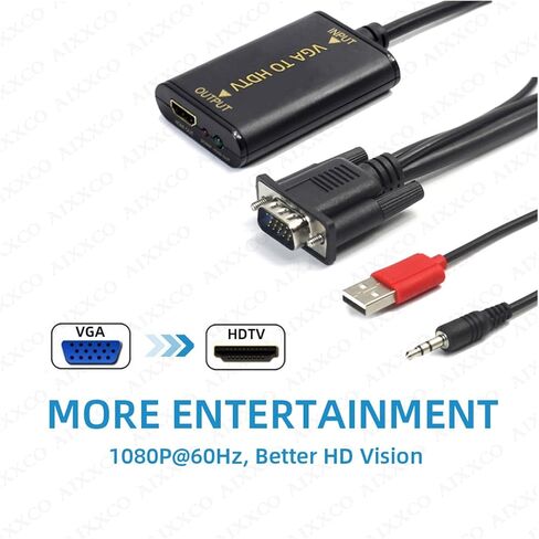 Portable pl-UG and Play V/GA to HDM-Compatible Output 1080P HD TV AV HDTV PC Video Cord VGA2HDMI Converter in Saudi Arabia