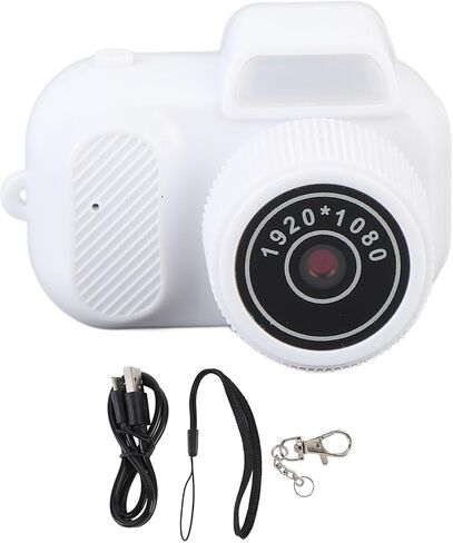 Mini Keychain Camera, 1080P HD Video Camera with 0.96in Color Screen, Portable Micro Camcorder Vlog Camera for Daily Life Travel Recording, 180mAh Battery, 128GB Expansion (White) in Saudi Arabia