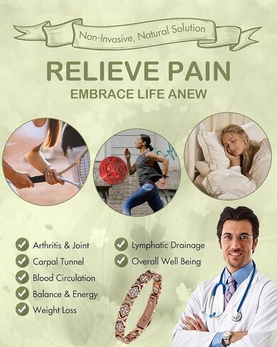 Feraco Pure Copper Bracelets for Women, Ultra Strength Magnet Therapy Bracelet for Pain with 3800 Gauss Magnets & Sparkling Zirconia, Adjustable with Sizing Tool in Kuwait