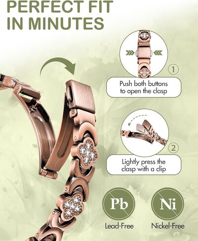 Feraco Pure Copper Bracelets for Women, Ultra Strength Magnet Therapy Bracelet for Pain with 3800 Gauss Magnets & Sparkling Zirconia, Adjustable with Sizing Tool in Kuwait