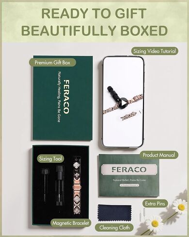 Feraco Pure Copper Bracelets for Women, Ultra Strength Magnet Therapy Bracelet for Pain with 3800 Gauss Magnets & Sparkling Zirconia, Adjustable with Sizing Tool in Kuwait