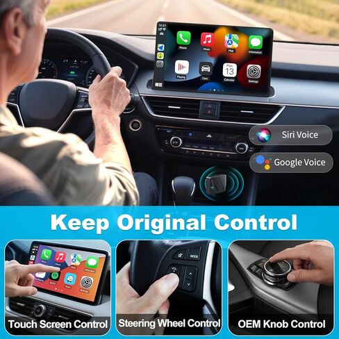 محول CarPlay اللاسلكي، تحويل سلكي إلى محول CarPlay لاسلكي، التوصيل والتشغيل 2 في 1 CarPlay ومحول Android التلقائي، سريع ومستقر USB صغير ومحول USB-C/Type-C للسيارة، مناسب لنظام iOS10+/Android11+ (أسود) in Kuwait