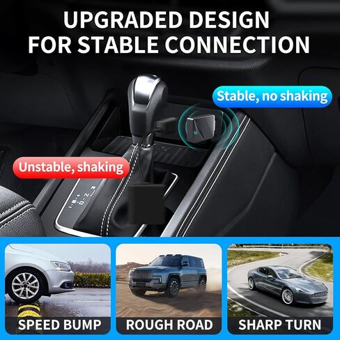 محول CarPlay اللاسلكي، تحويل سلكي إلى محول CarPlay لاسلكي، التوصيل والتشغيل 2 في 1 CarPlay ومحول Android التلقائي، سريع ومستقر USB صغير ومحول USB-C/Type-C للسيارة، مناسب لنظام iOS10+/Android11+ (أسود) in Kuwait