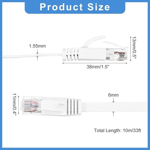 كابل إيثرنت MECCANIXITY Cat 6 بطول 98 قدمًا، 32AWG 250 ميجا هرتز مسطح عالي السرعة RJ45 Cat6 سلك تصحيح شبكة الإنترنت مع مقاطع للكمبيوتر والألعاب وجهاز التوجيه والمودم، أبيض in Kuwait