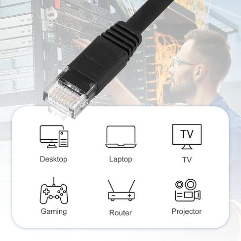 MECCANIXITY Cat 6 Ethernet Cable 98ft, 32AWG 250MHz Flat High Speed RJ45 Cat6 Internet Network Patch Cord with Clips for Computer, Gaming, Router, Modem, White in Saudi Arabia