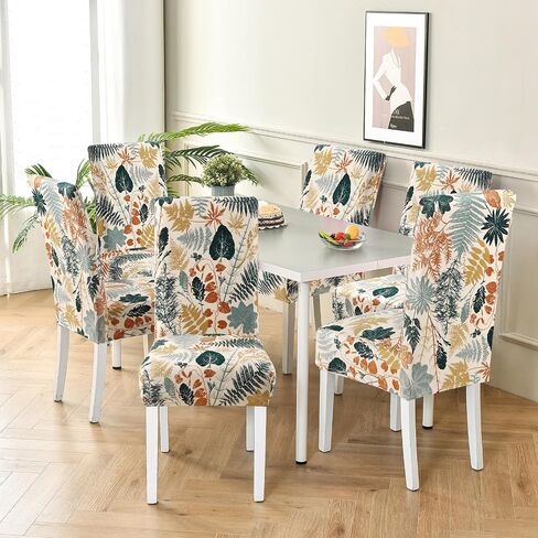 Fuloon Waterproof Dining Chair Covers, Parsons Chair Slipcover, Super Fit Stretch Kitchen Chair Slipcovers, Removable Washable Chairs Seat Cover for Dining Room, Kitchen(6 Pack, Waterproof Grey) in Kuwait