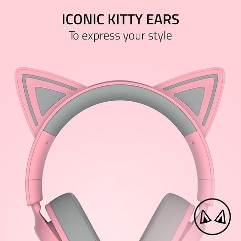 سماعة الألعاب السلكية Razer Kraken Kitty V3 X: Kitty Ears - ميكروفون قلبي HyperClear - محركات 40 مم - صوت محيطي 7.1 - منصة مشتركة عبر 3.5 مم PC، PS5، Xbox، Switch 2 - وردي (متجدد) in Saudi Arabia
