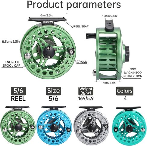 Sougayilang Fly Fishing Reel, Die Cast Aluminum Fly Reel, 5/6, 7/8, Weight Saltwater Fly Reels, 5/6, 7/8, Weight Saltwater Fly Reels in Saudi Arabia
