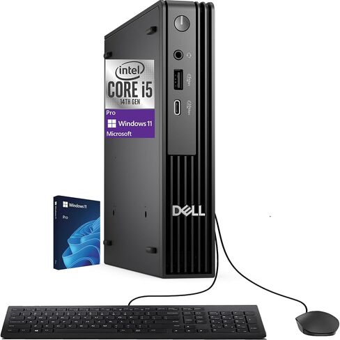 Dell Pro Micro QCM1250 MFF Intel i5-14500T, 32GB DDR5 RAM, 1TB SSD PCIe, WiFi 6E + BT, RJ-45, DisplayPort, Wired Keyboard & Mouse, 3YR Wty, Windows 11 Pro, AI Mini Business Desktop - Black in Saudi Arabia