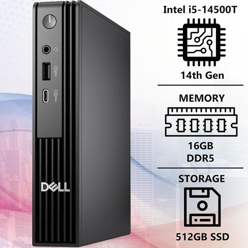 ديل برو مايكرو QCM1250 MFF انتل i5-14500T، ذاكرة الوصول العشوائي 32 جيجا DDR5، 1 تيرابايت SSD PCIe، واي فاي 6E + BT، RJ-45، منفذ DisplayPort، لوحة مفاتيح وماوس سلكية، 3 سنوات Wty، Windows 11 Pro، سطح مكتب AI Mini Business - أسود in Kuwait