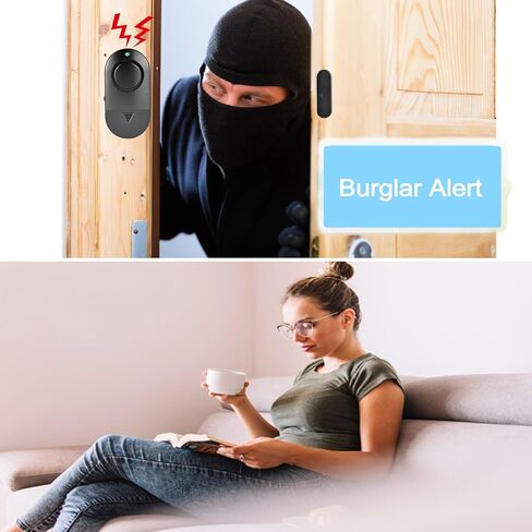 إنذار نافذة الباب، 120 ديسيبل إنذار نافذة سوداء لأمن المنزل، إنذار الباب لسلامة الأطفال، مناسب لحمام السباحة، والمنازل، والمكاتب، والخزائن (12 حزمة) in Kuwait