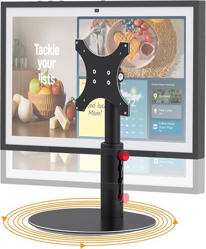 حامل أسود قابل للدوران متوافق مع Echo Show 21/15، سهل التعديل - إمالة 90 درجة وارتفاع قابل للتعديل بـ 4 خطوات مع قاعدة دوارة 360 درجة، دعامة ألومنيوم أنيقة للعرض 15 الجيل الثاني (قابل للدوران) in Kuwait