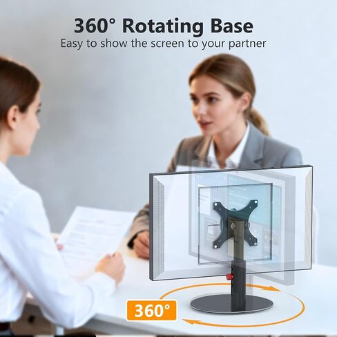 حامل أسود قابل للدوران متوافق مع Echo Show 21/15، سهل التعديل - إمالة 90 درجة وارتفاع قابل للتعديل بـ 4 خطوات مع قاعدة دوارة 360 درجة، دعامة ألومنيوم أنيقة للعرض 15 الجيل الثاني (قابل للدوران) in Kuwait