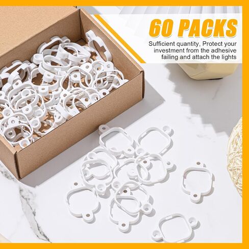 60 قطعة تركيب متوافقة مع 100 قدم Govee Pro H706 H806 دعامات إضاءة خارجية دائمة مع براغي للسوفيت، مشبك استبدال الغراء (أبيض) in Kuwait